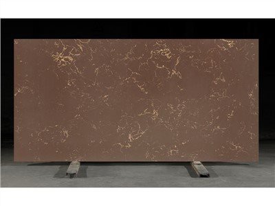 Bruine marmer look kwarts steen met gouden aderen